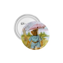 Vintage Drawing: Teddy Bear In The Rain 1 75  Button by MotherGoose