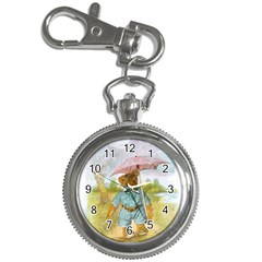 Vintage Drawing: Teddy Bear In The Rain Key Chain Watch by MotherGoose