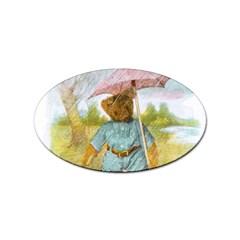 Vintage Drawing: Teddy Bear In The Rain Sticker 100 Pack (oval) by MotherGoose