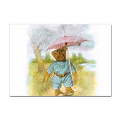 Vintage Drawing: Teddy Bear In The Rain A4 Sticker 100 Pack by MotherGoose