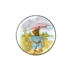 Vintage Drawing: Teddy Bear In The Rain Golf Ball Marker 4 Pack (for Hat Clip)