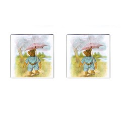 Vintage Drawing: Teddy Bear In The Rain Cufflinks (square)