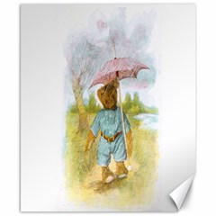 Vintage Drawing: Teddy Bear In The Rain Canvas 8  X 10  (unframed) by MotherGoose