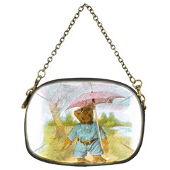 Vintage Drawing: Teddy Bear In The Rain Chain Purse (two Sided)  by MotherGoose