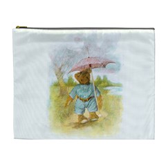 Vintage Drawing: Teddy Bear In The Rain Cosmetic Bag (xl) by MotherGoose