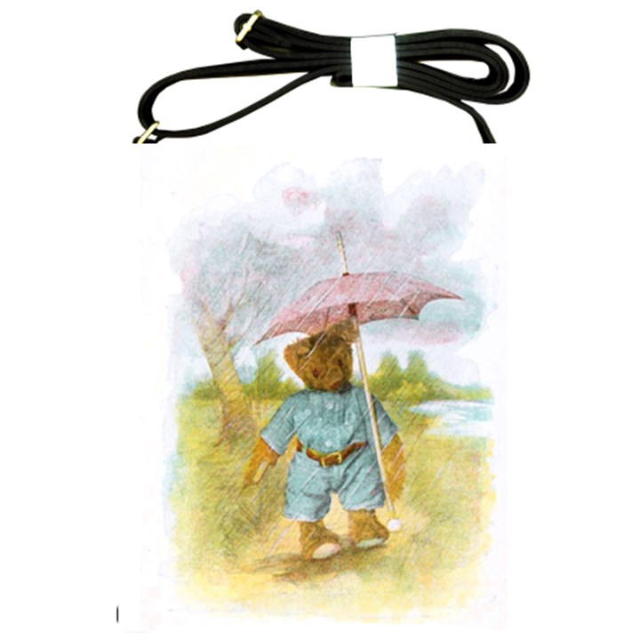 Vintage Drawing: Teddy Bear in the Rain Shoulder Sling Bag