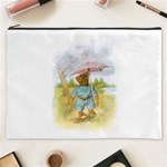 Vintage Drawing: Teddy Bear in the Rain Cosmetic Bag (XXXL) Front