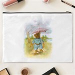 Vintage Drawing: Teddy Bear in the Rain Cosmetic Bag (XXXL) Back