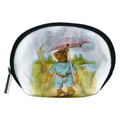 Vintage Drawing: Teddy Bear In The Rain Accessory Pouch (medium) by MotherGoose