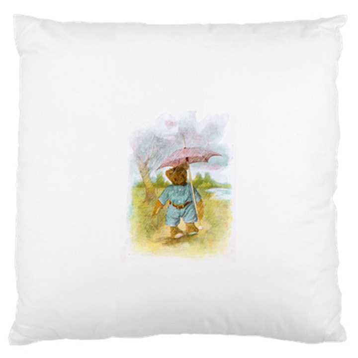 Vintage Drawing: Teddy Bear in the Rain Standard Flano Cushion Case (One Side)