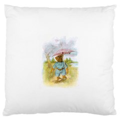 Vintage Drawing: Teddy Bear In The Rain Large Flano Cushion Case (two Sides) by MotherGoose