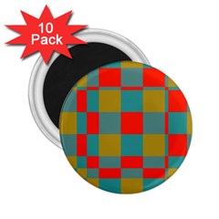 Squares In Retro Colors 2 25  Magnet (10 Pack)