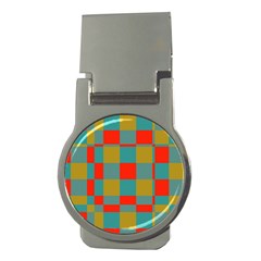 Squares In Retro Colors Money Clip (round)