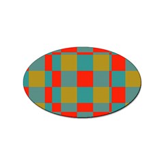 Squares In Retro Colors Sticker Oval (100 Pack)