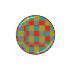 Squares In Retro Colors Hat Clip Ball Marker (4 Pack)