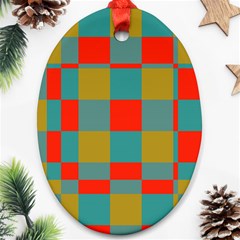 Squares In Retro Colors Oval Ornament (two Sides) by LalyLauraFLM