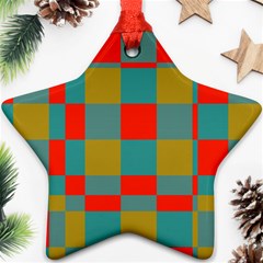 Squares In Retro Colors Star Ornament (two Sides)