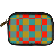 Squares In Retro Colors Digital Camera Leather Case