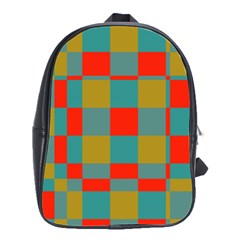 Squares In Retro Colors School Bag (large)