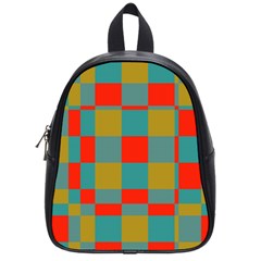 Squares In Retro Colors School Bag (small)