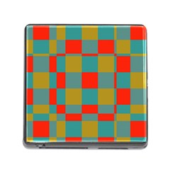 Squares In Retro Colors Memory Card Reader With Storage (square)