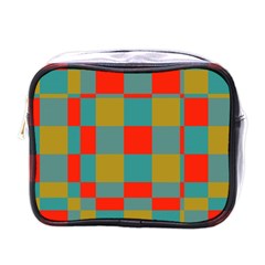 Squares In Retro Colors Mini Toiletries Bag (one Side) by LalyLauraFLM