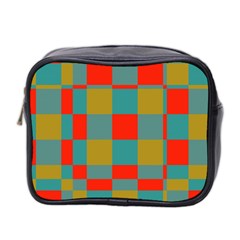 Squares In Retro Colors Mini Toiletries Bag (two Sides) by LalyLauraFLM