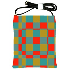 Squares In Retro Colors Shoulder Sling Bag by LalyLauraFLM