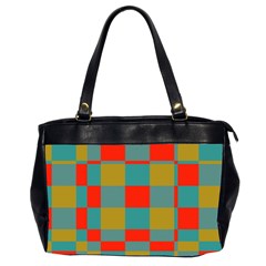 Squares In Retro Colors Oversize Office Handbag (two Sides) by LalyLauraFLM