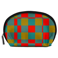 Squares In Retro Colors Accessory Pouch (large) by LalyLauraFLM