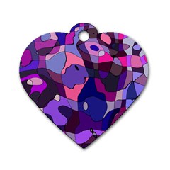 Blue Purple Chaos Dog Tag Heart (one Side)