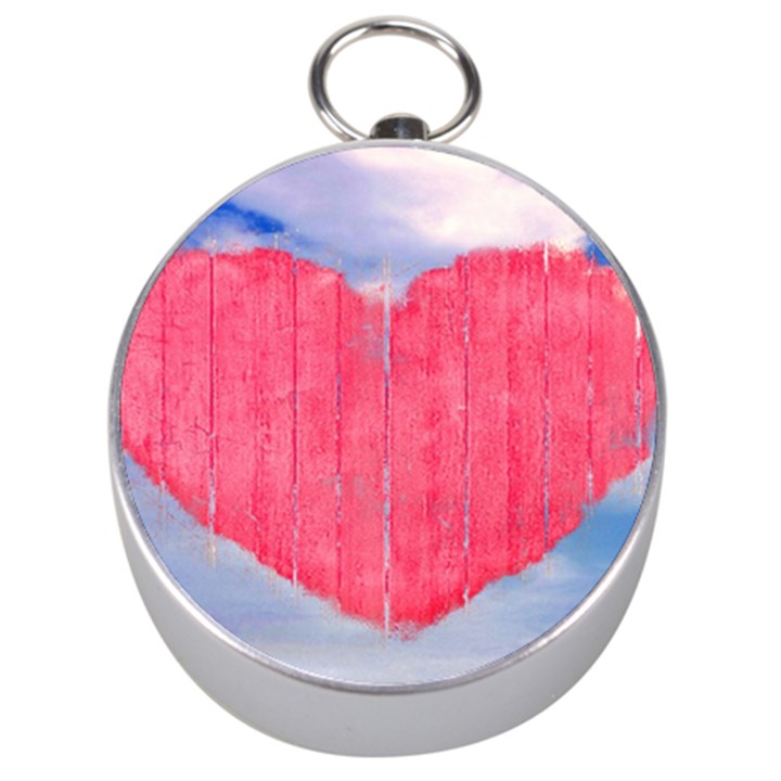 Pop Art Style Love Concept Silver Compass