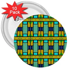 Different Shapes Pattern 3  Button (10 Pack) by LalyLauraFLM