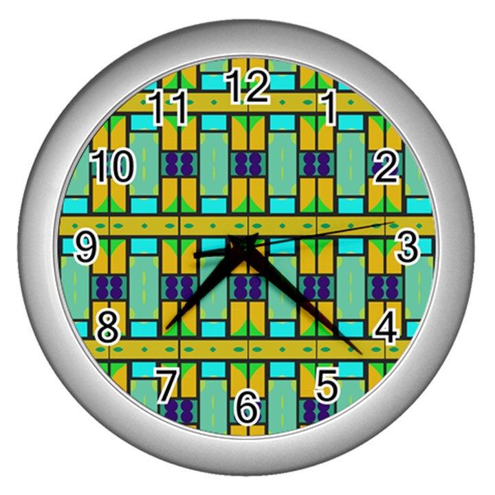 Different shapes pattern Wall Clock (Silver)