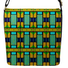 Different Shapes Pattern Flap Closure Messenger Bag (small)