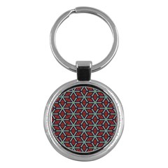 Cubes Pattern Abstract Design Key Chain (round) by LalyLauraFLM