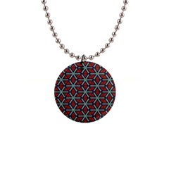 Cubes Pattern Abstract Design 1  Button Necklace by LalyLauraFLM