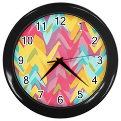 Paint Strokes Abstract Design Wall Clock (black) by LalyLauraFLM