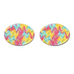 Paint Strokes Abstract Design Cufflinks (oval)