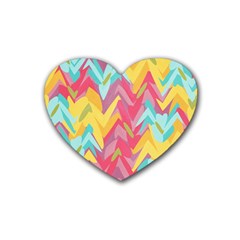 Paint Strokes Abstract Design Rubber Coaster (heart) by LalyLauraFLM