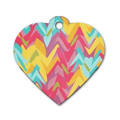 Paint Strokes Abstract Design Dog Tag Heart (two Sides)