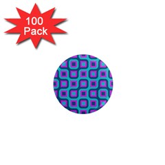 Blue Purple Squares Pattern 1  Mini Magnet (100 Pack) 