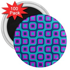 Blue Purple Squares Pattern 3  Magnet (100 Pack) by LalyLauraFLM