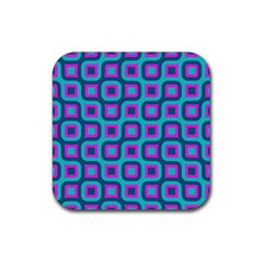 Blue Purple Squares Pattern Rubber Coaster (square)