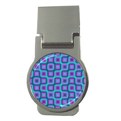 Blue Purple Squares Pattern Money Clip (round)