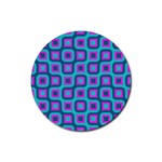 Blue purple squares pattern Rubber Round Coaster (4 pack) Front