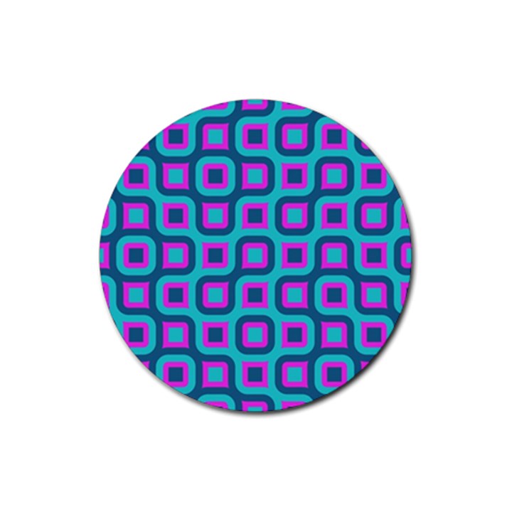 Blue purple squares pattern Rubber Round Coaster (4 pack)