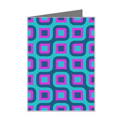 Blue Purple Squares Pattern Mini Greeting Card by LalyLauraFLM