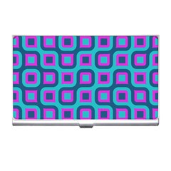 Blue Purple Squares Pattern Business Card Holder