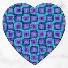 Blue Purple Squares Pattern Jigsaw Puzzle (heart) by LalyLauraFLM